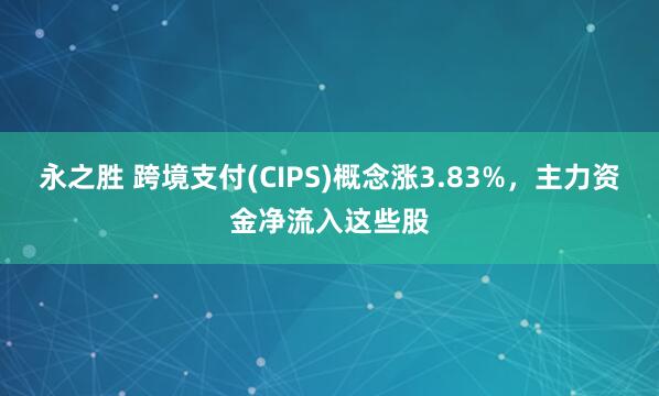 永之胜 跨境支付(CIPS)概念涨3.83%，主力资金净流入这些股
