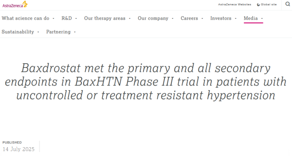融易富配资 阿斯利康高血压新药初战告捷，被寄予高度期待或改写治疗版图