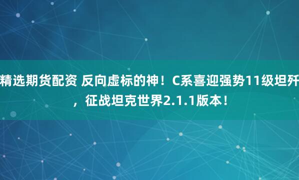 精选期货配资 反向虚标的神！C系喜迎强势11级坦歼，征战坦克世界2.1.1版本！